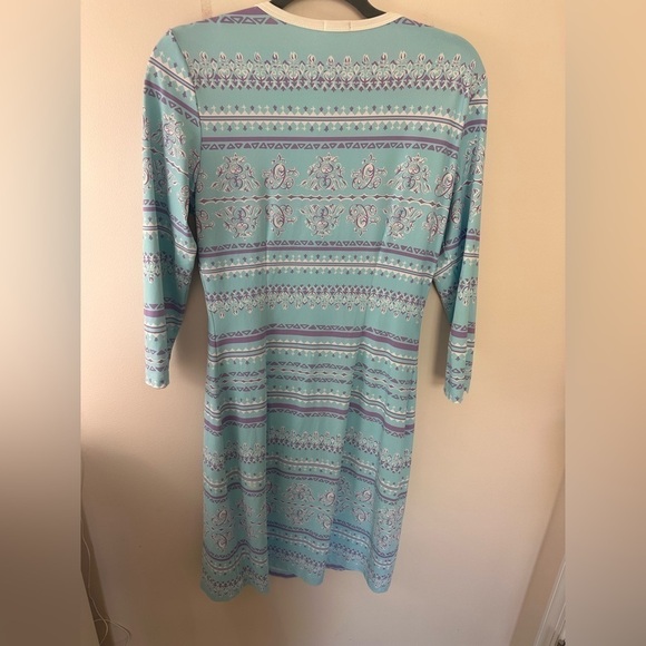 J Mclaughlin Dress three button light blue purple print Catalina Cloth size M - Picture 4 of 8